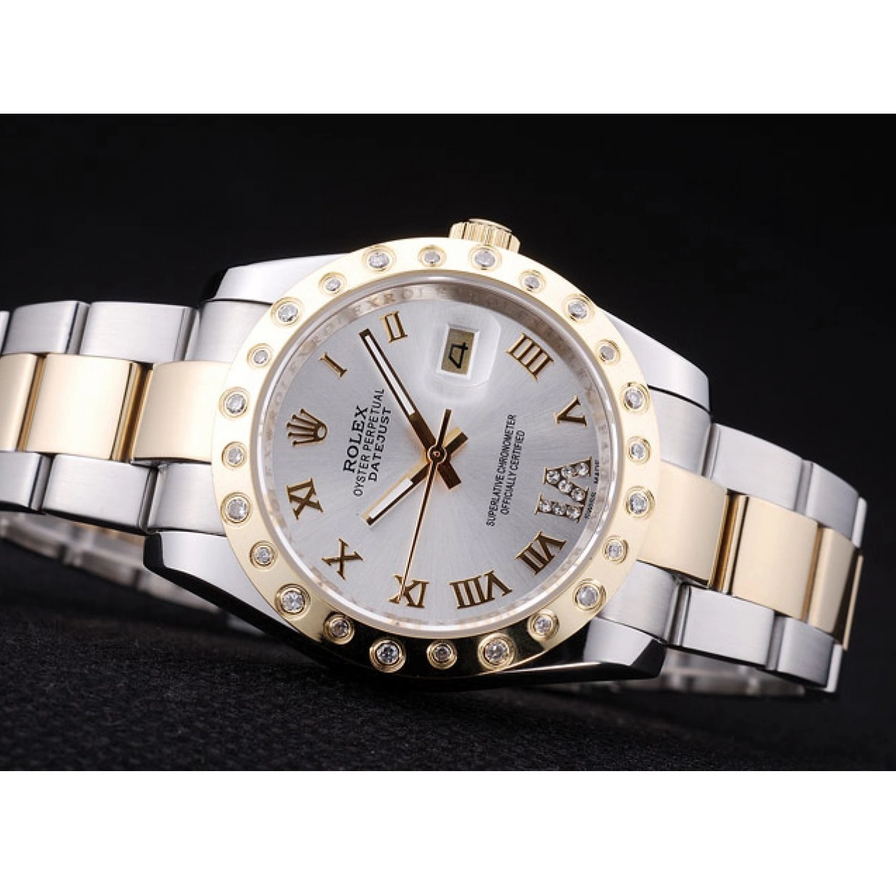 Best AAA Replica Sites 7464 Diamond Bezel Rolex White Dial Datejust 0726
